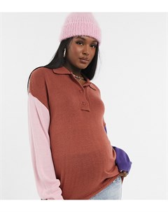 Oversized джемпер в стиле регби с воротником и эффектом колор блок ASOS DESIGN Maternity Asos maternity