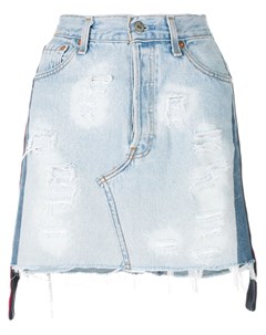 Состаренная джинсовая мини юбка Forte couture