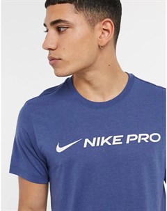 Темно синяя футболка с логотипом Nike Pro Training Nike training