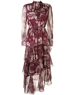 Ярусное платье асимметричного кроя с принтом Marchesa notte