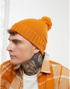 Оранжевая шапка бини с помпоном Asos design