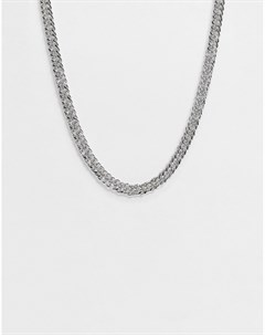 Серебристое ожерелье с плоскими звеньями Topman