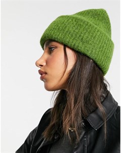 Зеленая вязаная шапка бини Femme Selected