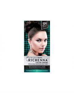 Крем краска для волос с хной 3N Dark Brown Richenna