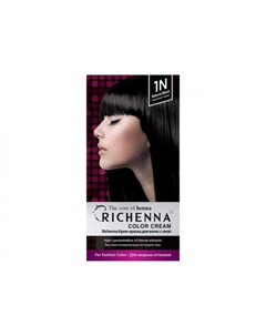 Крем краска для волос с хной 1N Natural Black Richenna