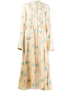 Платье рубашка длины миди с цветочной вышивкой Jil sander