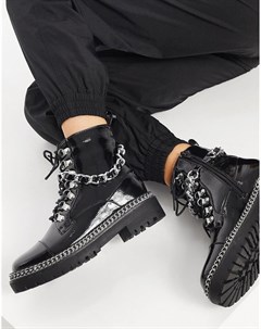 Черные массивные ботинки на шнуровке с утолщенной подошвой Truffle collection