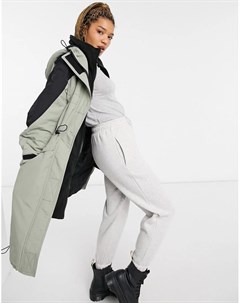 Oversized парка шалфейно зеленого цвета со вставками Asos design