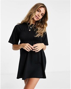 Черное платье футболка в стиле oversized с прозрачной отделкой Fashionkilla