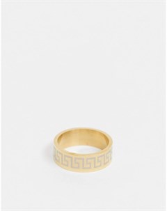 Золотистое кольцо из нержавеющей стали с извилистым дизайном Topman