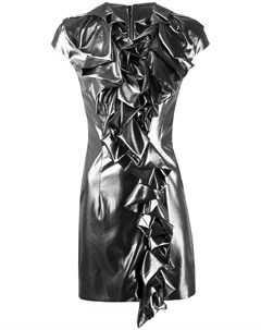 Платье мини с эффектом металлик и сборками John richmond