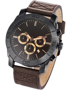 Мужские наручные часы-хронограф на кожаном браслете (коричневый) Bonprix
