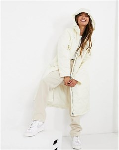 Белоснежное стеганое пальто с капюшоном Femme Selected