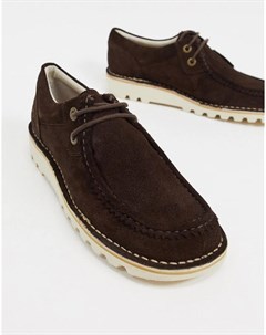 Темно коричневые замшевые туфли дерби в стиле casual kick wall Lo Kickers