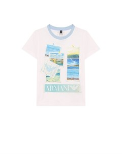 Хлопковая футболка с принтом Armani junior