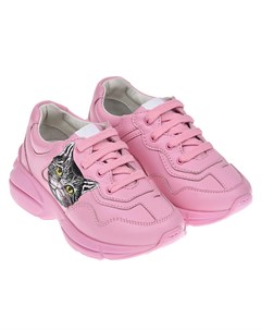 Розовые кроссовки Rhyton с принтом Mystic Cat детские Gucci