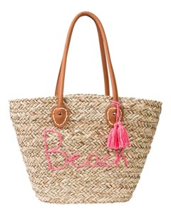 Пляжная сумка (натуральный/ярко-розовый) Bonprix