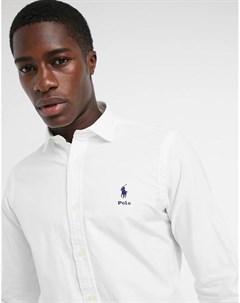 Белая оксфордская рубашка классического кроя со срезанным воротником и логотипом Polo ralph lauren