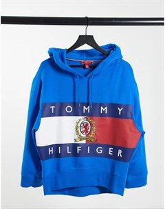 Худи синего цвета с эмблемой и логотипом флагом Collections Tommy hilfiger