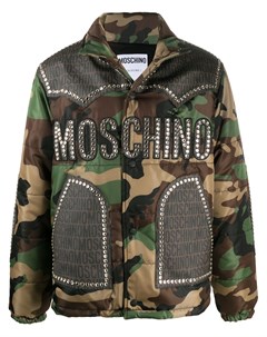 Пуховик с камуфляжным принтом Moschino