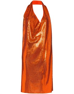 Платье миди с вырезом халтер и эффектом металлик Bottega veneta