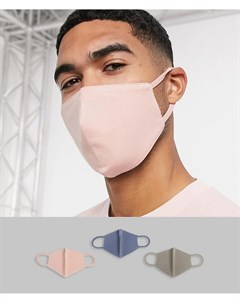 Набор из 3 масок для лица серого розового и голубого цвета из органического хлопка Asos design