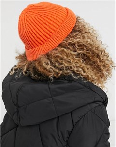 Оранжевая шапка бини в рыбацком стиле в рубчик из переработанного полиэстера с отворотом Asos design