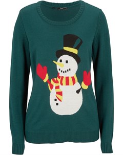 Новогодний пуловер со снеговиком Bonprix