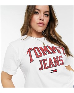 Белая футболка с логотипом спереди Tommy jeans plus