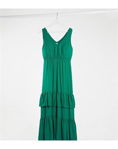 Зеленое платье макси в фактурный горошек Vila petite