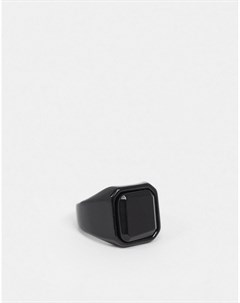 Черное кольцо печатка с черным агатом Asos design