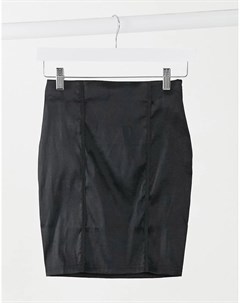 Черная атласная облегающая мини юбка от комплекта Naanaa