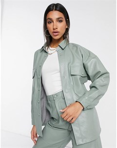 Куртка рубашка из искусственной кожи в стиле oversize от комплекта Neon rose