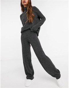 Темно серые расклешенные трикотажные брюки от комплекта Vero moda
