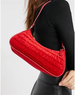 Сумка на плечо в стиле 90 х продолговатой формы из жатого красного бархата Asos design