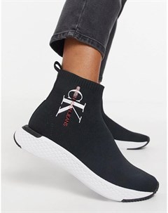 Черные ботинки с логотипом Jeans Calvin klein