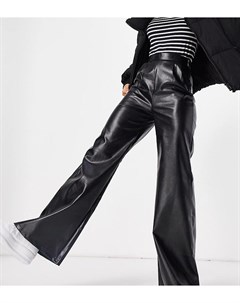Черные широкие брюки из искусственной кожи Naanaa tall