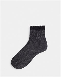 Черно серебристые носки до щиколотки с оборкой Pretty polly