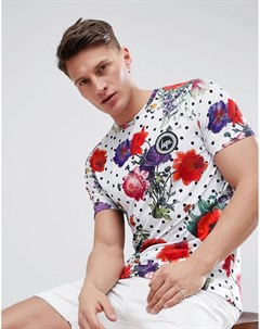 Обтягивающая футболка в горошек с цветочным принтом Hype
