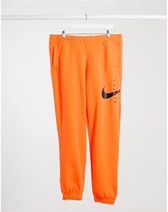 Оранжевые черные флисовые брюки с логотипом Nike
