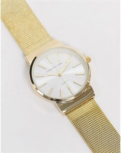 Золотистые часы с белым циферблатом и узким браслетом Christin lars