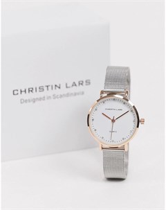 Серебристые часы с золотистым циферблатом Christin lars