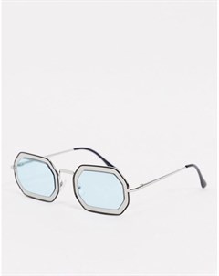Серебристые солнцезащитные очки в оправе с углами и с вырезом Aj morgan
