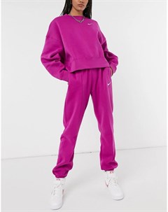 Фиолетовые oversized джоггеры с маленьким логотипом галочкой Nike