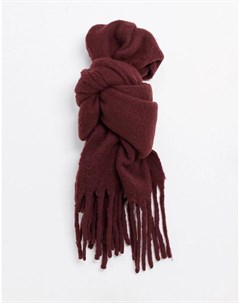 Бордовый шарф одеяло с начесом и кисточками Allsaints