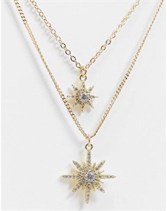 Золотистое ожерелье с несколькими цепочками и подвесками звездами Pieces