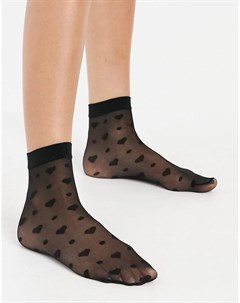 Черные прозрачные носки с принтом сердечки Asos design