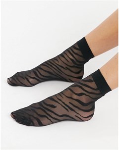 Черные прозрачные носки со звериным принтом Asos design