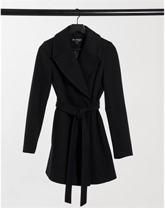 Черное классическое пальто с поясом Miss selfridge