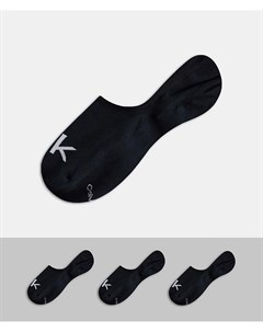 3 пары невидимых носков черного цвета с логотипом Calvin klein
